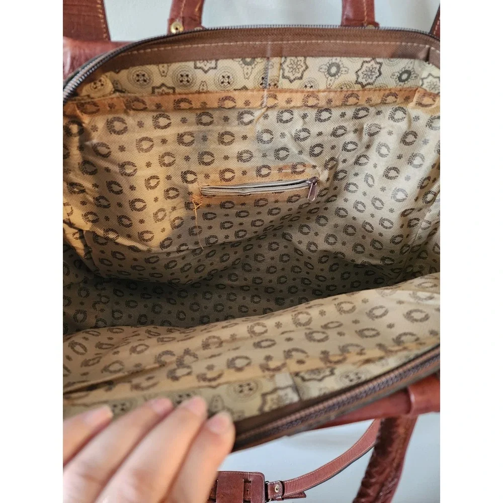 Vintage Brown Faux Leather Weekender Travel Bag Large 21